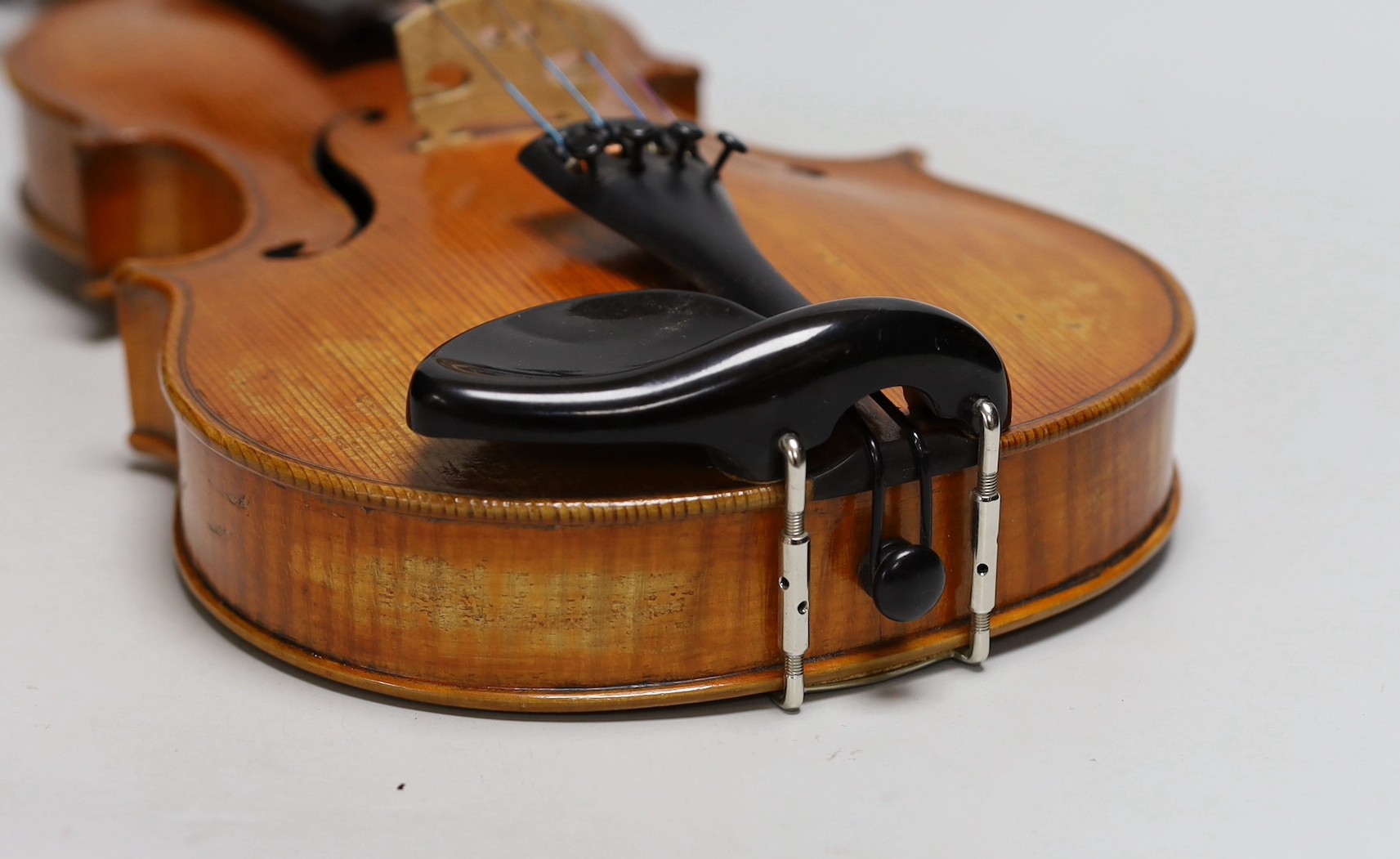 A cased violin, sound post loose